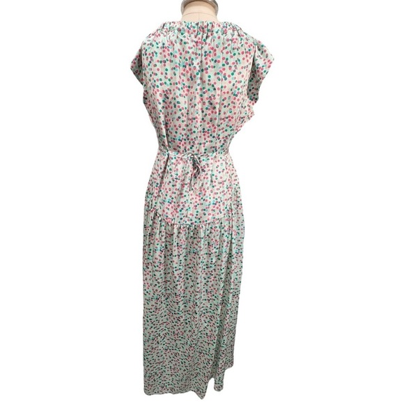Dovima Silk Ruffle Sleeve Tie Waist Maxi Dress Size Medium - Picture 4 of 13